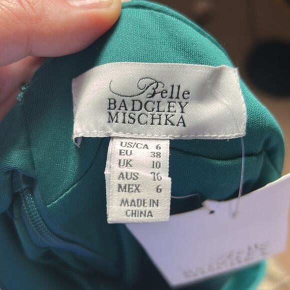 NWT Belle by Badgley Mischka Iris EMERALD GREEN sequin flat front drapey pants - Picture 11 of 14